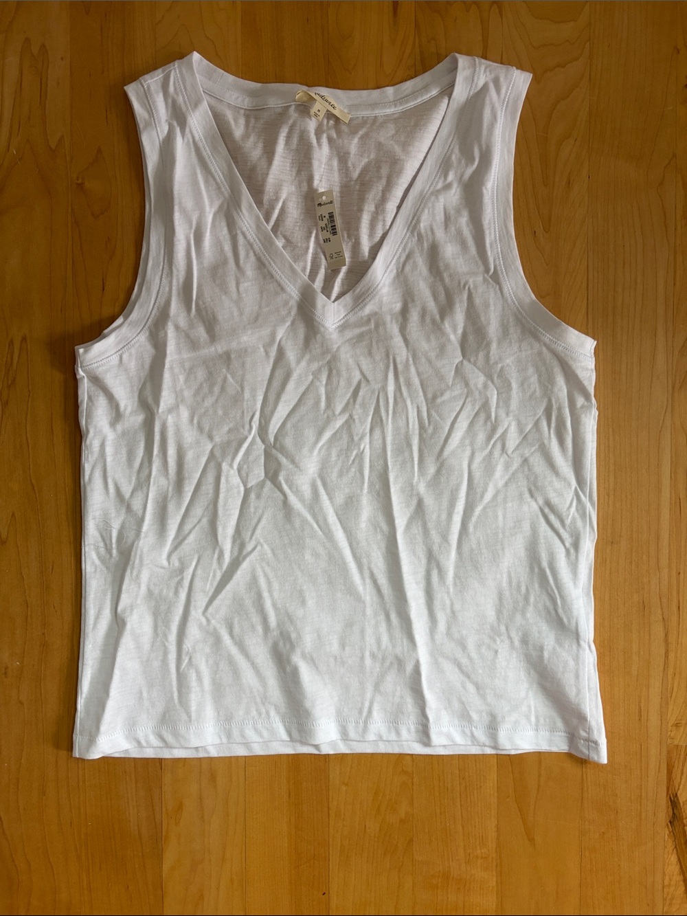 Madewell White V-Neck Sleeveless Tank